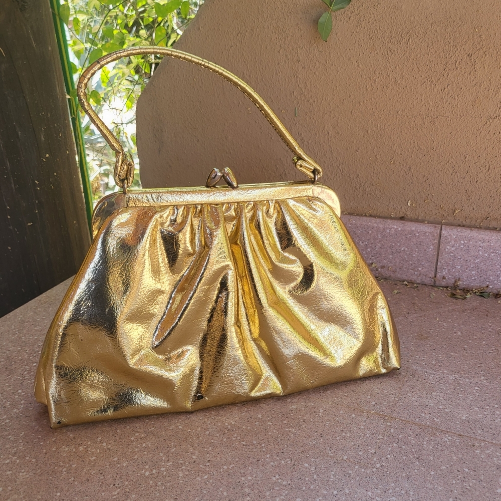 Vintage retro gold clutch wrist purse - perfect for Barbie costume